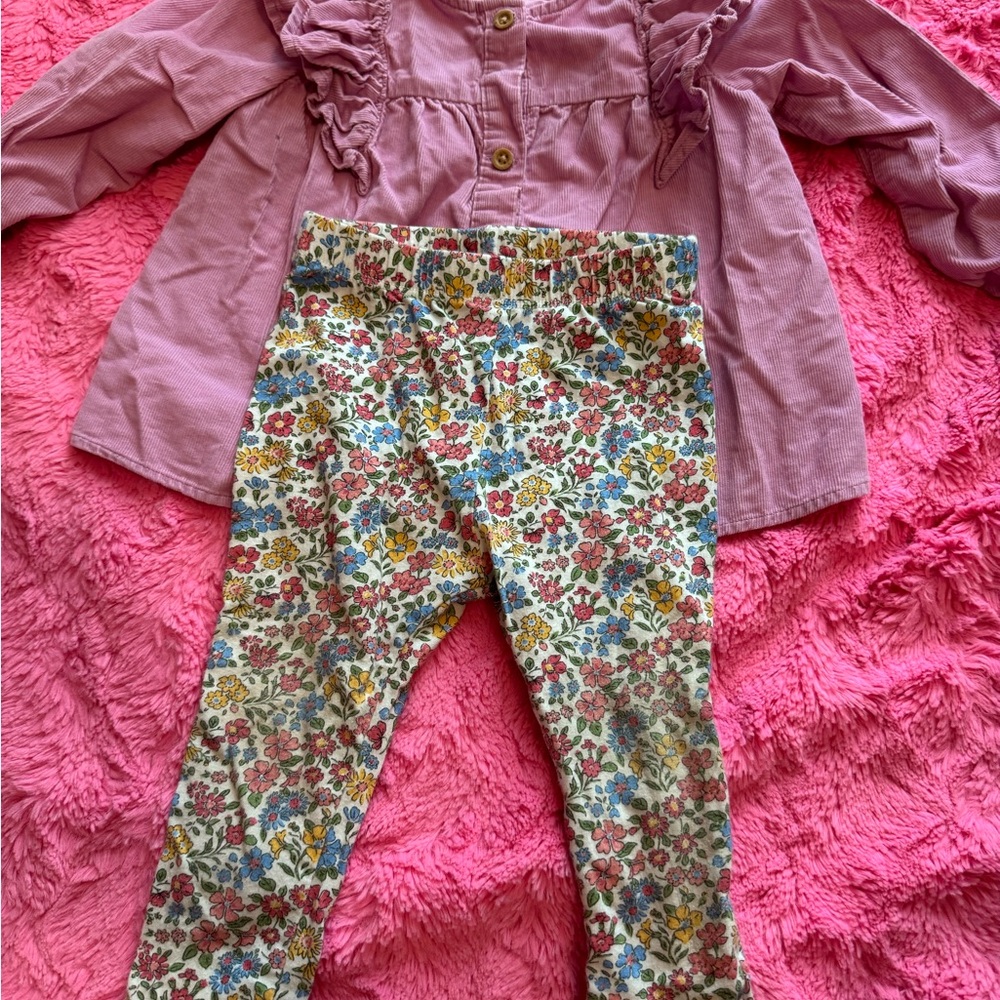 Pink Ruffled Kids Sweater and Top Set - Picture 2 of 3